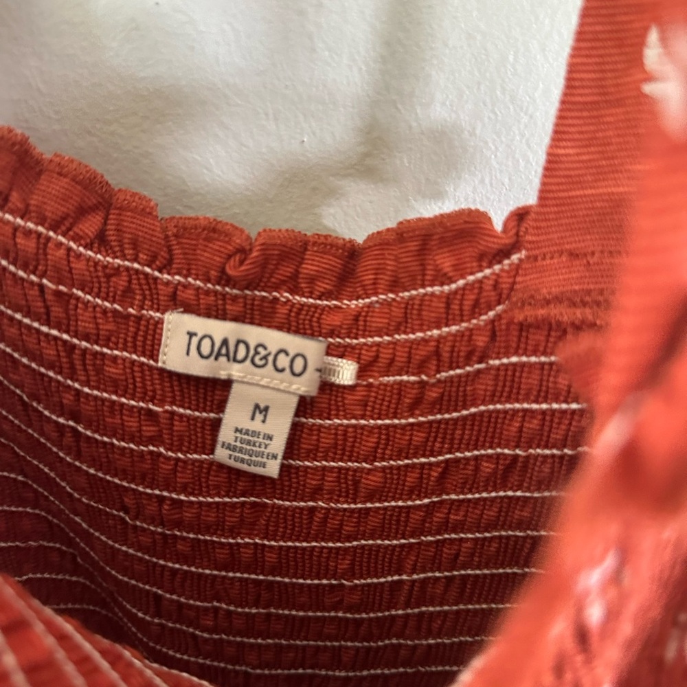 Toad&Co Rust Red Mini Dress with White Pattern - Picture 3 of 5
